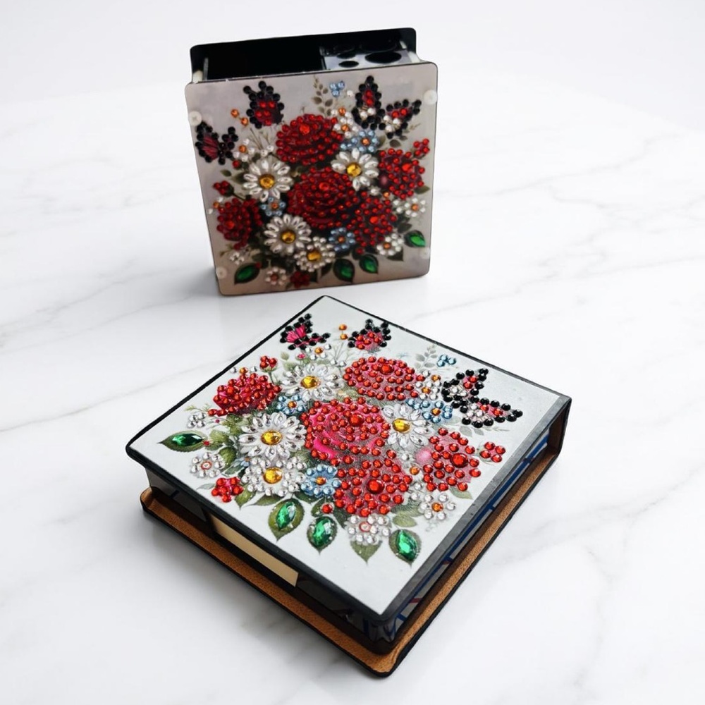 Hand Crafted Diamond Art Floral Desk Set